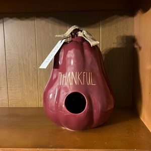 •Rae Dunn• “Thankful” Gold Accented Gourd Shaped Birdhouse